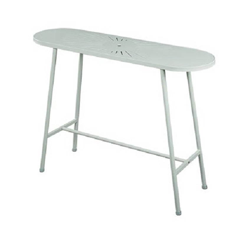 Modern Oval Pub Table Metal Bar Height Table with Footrest for Outdoor White Without Chairs Clearhalo 'Bar Furniture' 'Bar Tables' 'bar_tables' 'furn' 'furn_bar_tables' 'Furniture' 'Kitchen & Dining Furniture' 6162885