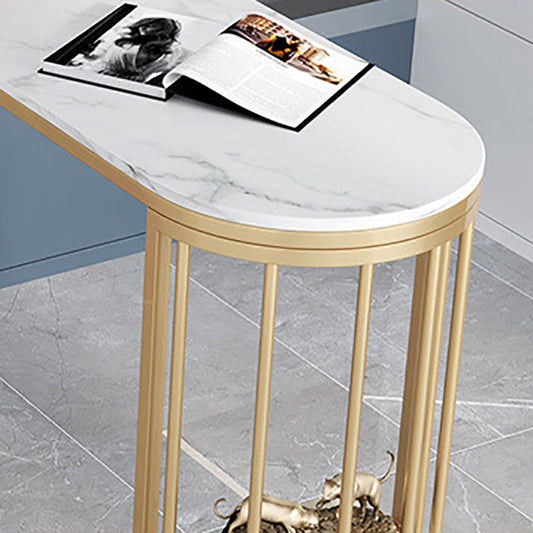 Modern Stone Bar Table Dining Table with Storage Shelves for Kitchen Living Room