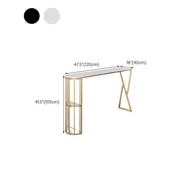 Modern Stone Bar Table Dining Table with Storage Shelves for Kitchen Living Room Clearhalo 'Bar Furniture' 'Bar Tables' 'bar_tables' 'furn' 'furn_bar_tables' 'Furniture' 'Kitchen & Dining Furniture' 6162905