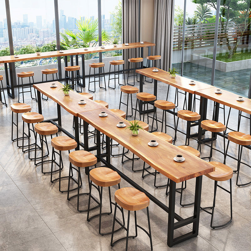 Rectangle Solid Wood Bar Table Trestle Base Dining Table for Kitchen Living Room Clearhalo 'Bar Furniture' 'Bar Tables' 'bar_tables' 'furn' 'furn_bar_tables' 'Furniture' 'Kitchen & Dining Furniture' 6162930