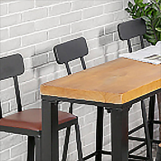Industrial Style Bar Table Solid Wood Rectangle Pub Table for Indoor