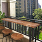 Mesa de Bar moderna, mesa de Pub de madera maciza de hierro negro con pedestal doble para Patio