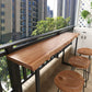Mesa de Bar moderna, mesa de Pub de madera maciza de hierro negro con pedestal doble para Patio