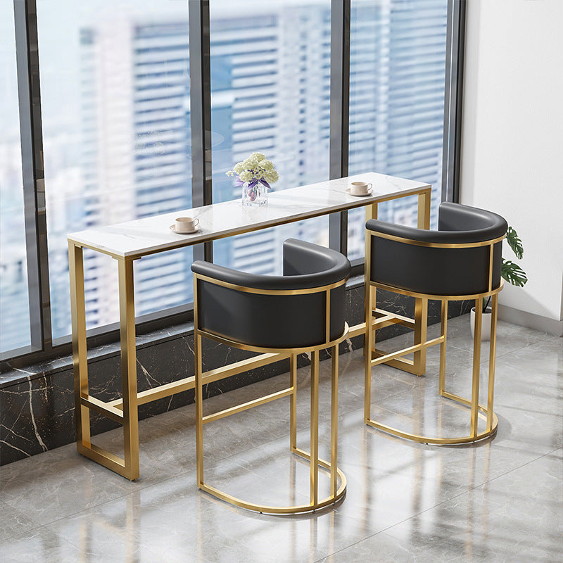 Sintered Stone Bar Table Traditional Luxury Dining Table for Kitchen Living Room 63"L x 15.7"W x 41.3"H Rectangular Without Chairs Clearhalo 'Bar Furniture' 'Bar Tables' 'bar_tables' 'furn' 'furn_bar_tables' 'Furniture' 'Kitchen & Dining Furniture' 6163000