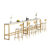 White Solid Wood Bar Table Trestle Base Dining Table for Kitchen Living Room