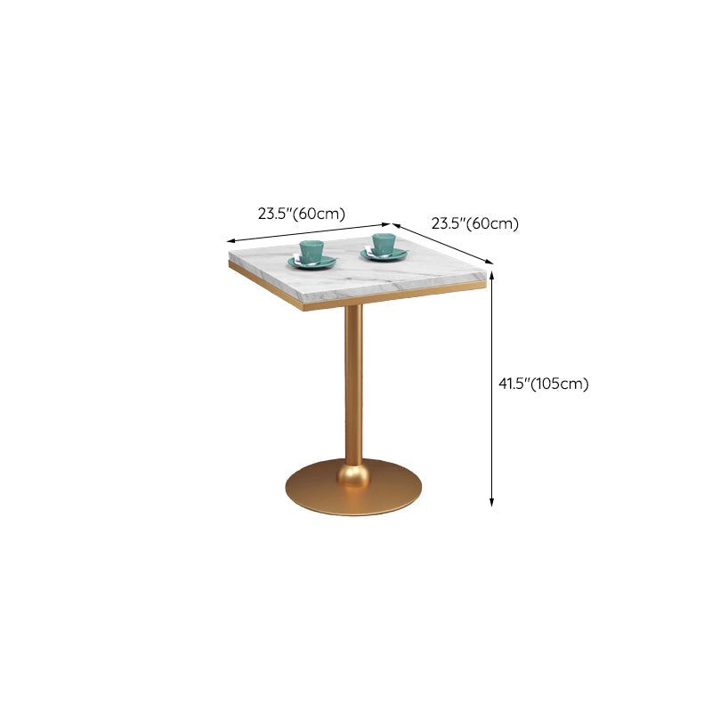 Gold Base Bar Table White Stone Fixed Pub Height Dining Table Clearhalo 'Bar Furniture' 'Bar Tables' 'bar_tables' 'furn' 'furn_bar_tables' 'Furniture' 'Kitchen & Dining Furniture' 6163054