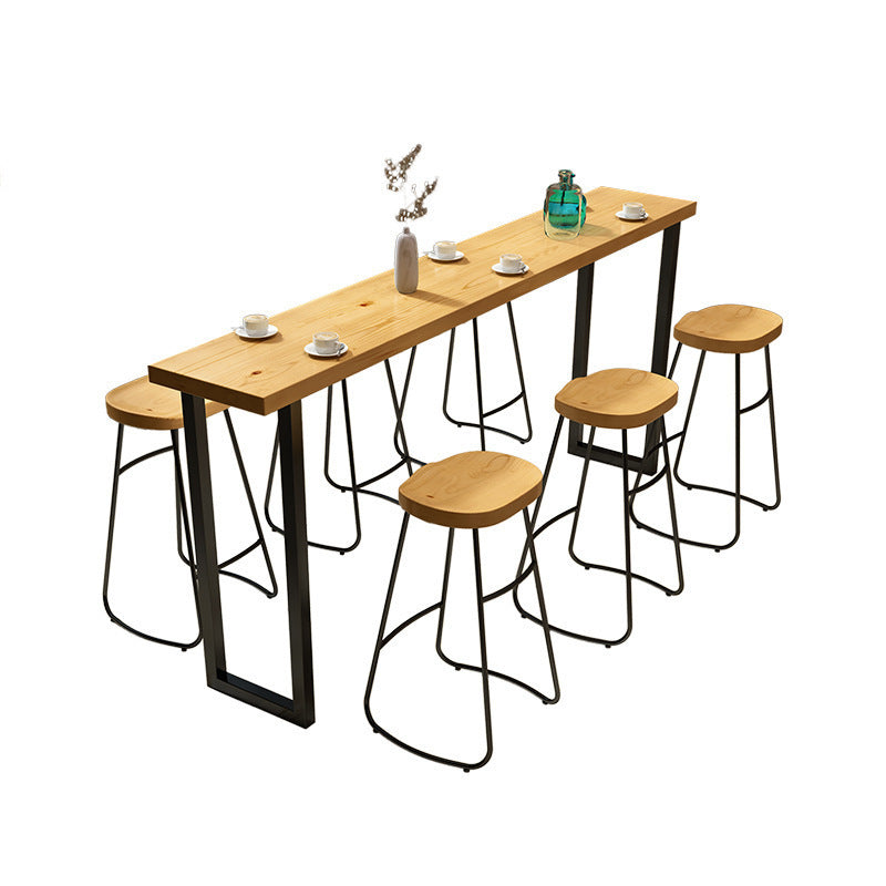 Table de Bar en bois massif naturel, Base luge, Table à manger pour cuisine, salon, café