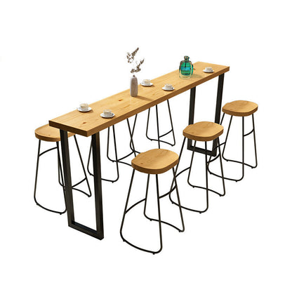 Table de Bar en bois massif naturel, Base luge, Table à manger pour cuisine, salon, café