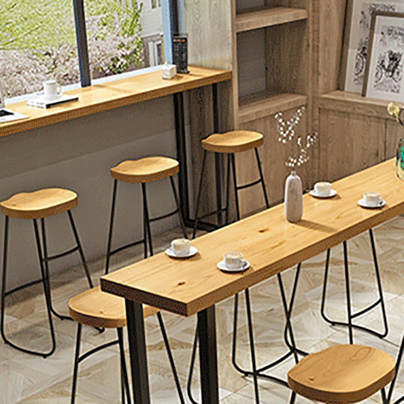 Table de Bar en bois massif naturel, Base luge, Table à manger pour cuisine, salon, café
