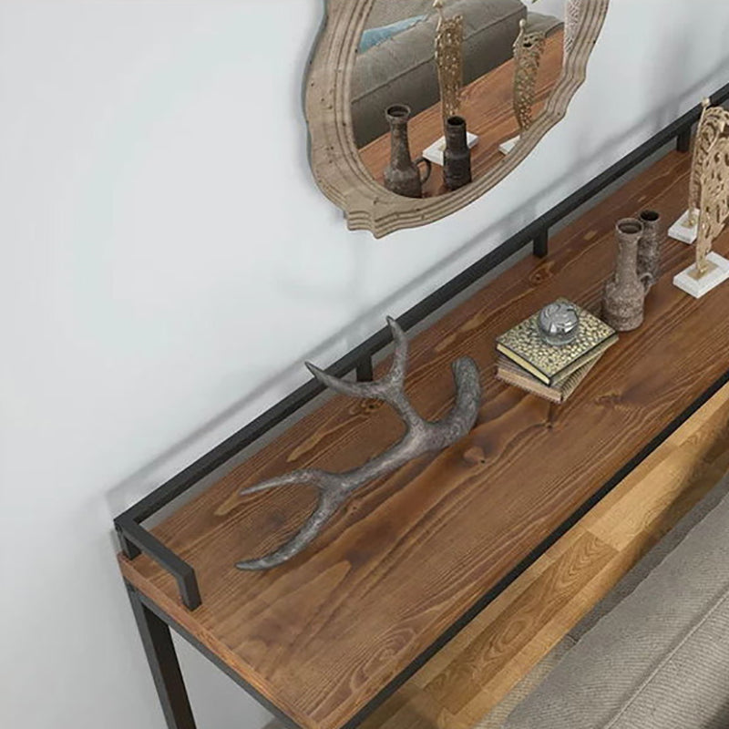 Modern 41.3"H Bar Table Black Iron Solid Wood Pub Table for Living Room Clearhalo 'Bar Furniture' 'Bar Tables' 'bar_tables' 'furn' 'furn_bar_tables' 'Furniture' 'Kitchen & Dining Furniture' 6163222