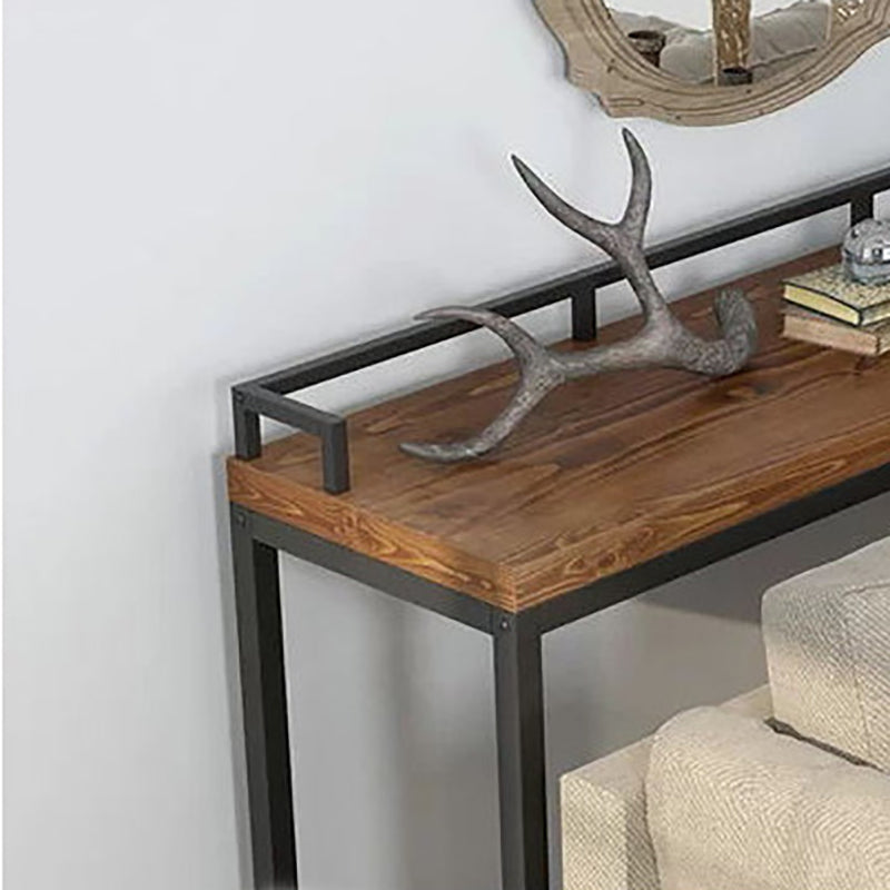 Modern 41.3"H Bar Table Black Iron Solid Wood Pub Table for Living Room Clearhalo 'Bar Furniture' 'Bar Tables' 'bar_tables' 'furn' 'furn_bar_tables' 'Furniture' 'Kitchen & Dining Furniture' 6163223