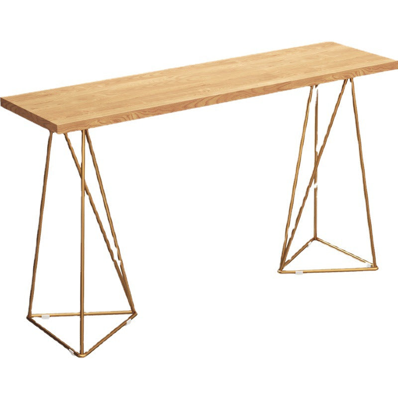 Rectangle Solid Wood Bar Table Metal Base Table for Kitchen Living Room Coffee Room Clearhalo 'Bar Furniture' 'Bar Tables' 'bar_tables' 'furn' 'furn_bar_tables' 'Furniture' 'Kitchen & Dining Furniture' 6163252