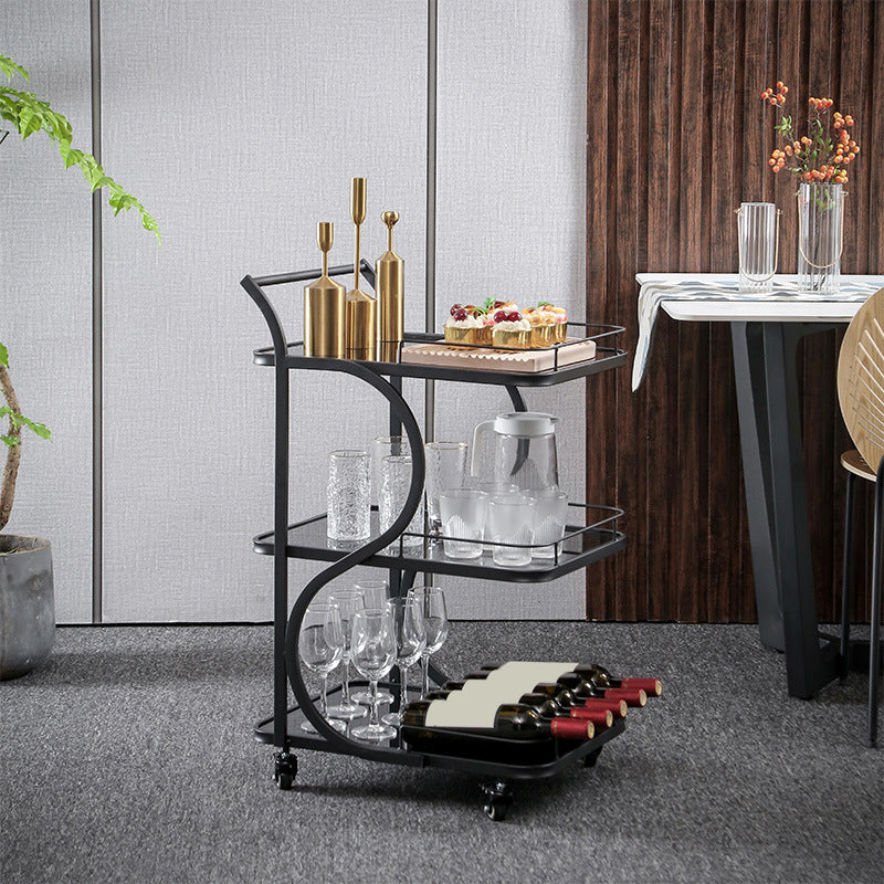 33.46" High Contemporary Prep Table Rolling Metal Prep Table for Home