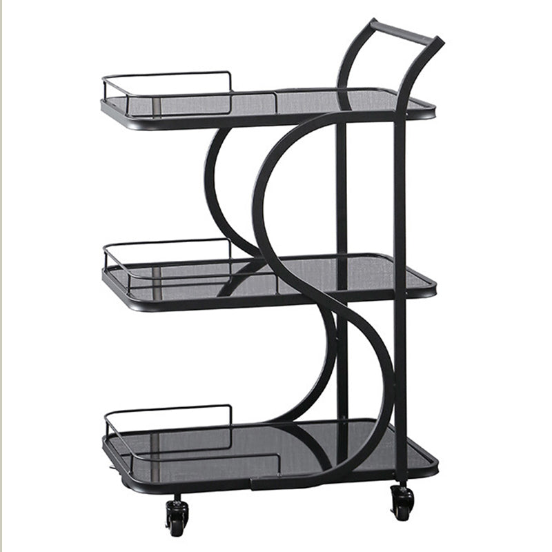 33.46" High Contemporary Prep Table Rolling Metal Prep Table for Home