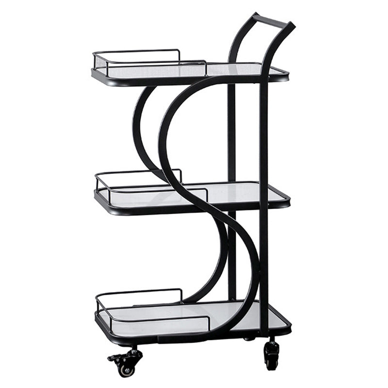 33.46" High Contemporary Prep Table Rolling Metal Prep Table for Home