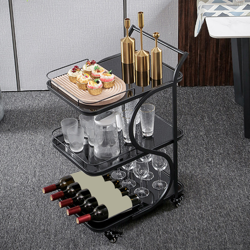 33.46" High Contemporary Prep Table Rolling Metal Prep Table for Home