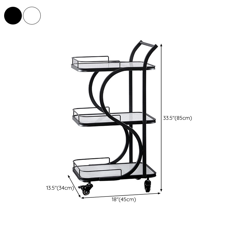 33.46" High Contemporary Prep Table Rolling Metal Prep Table for Home