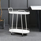 Contemporary Style Oval Prep Table Rolling Metal Prep Table for Kitchen White White Clearhalo 'furn' 'furn_kitchen_islands_carts' 'Furniture' 'Kitchen & Dining Furniture' 'Kitchen Islands & Carts' 'kitchen_islands_carts' 6165752