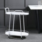 Contemporary Style Oval Prep Table Rolling Metal Prep Table for Kitchen White Frosted White Clearhalo 'furn' 'furn_kitchen_islands_carts' 'Furniture' 'Kitchen & Dining Furniture' 'Kitchen Islands & Carts' 'kitchen_islands_carts' 6165753