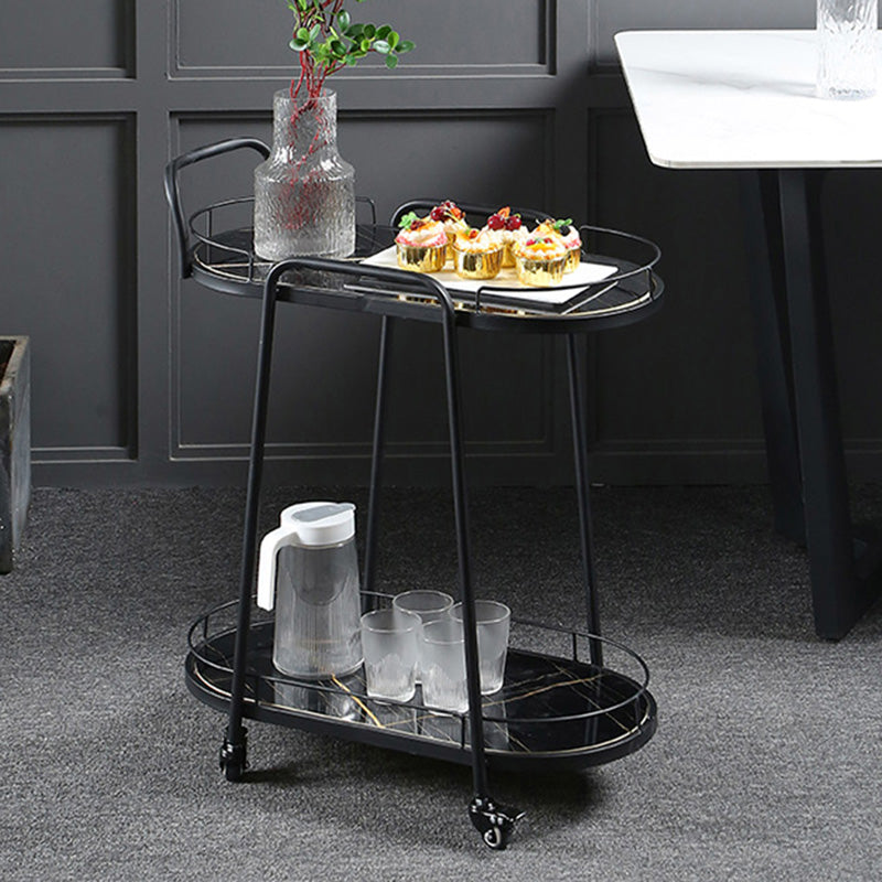 Contemporary Style Oval Prep Table Rolling Metal Prep Table for Kitchen Clearhalo 'furn' 'furn_kitchen_islands_carts' 'Furniture' 'Kitchen & Dining Furniture' 'Kitchen Islands & Carts' 'kitchen_islands_carts' 6165754