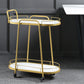 Contemporary Style Oval Prep Table Rolling Metal Prep Table for Kitchen Gold White Clearhalo 'furn' 'furn_kitchen_islands_carts' 'Furniture' 'Kitchen & Dining Furniture' 'Kitchen Islands & Carts' 'kitchen_islands_carts' 6165757