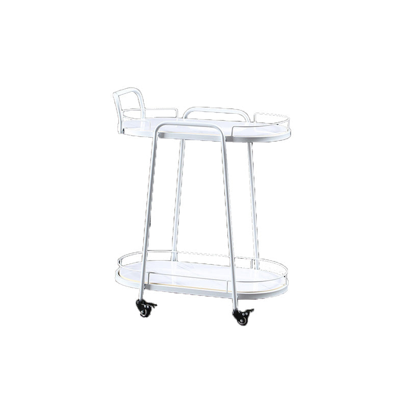 Contemporary Style Oval Prep Table Rolling Metal Prep Table for Kitchen Clearhalo 'furn' 'furn_kitchen_islands_carts' 'Furniture' 'Kitchen & Dining Furniture' 'Kitchen Islands & Carts' 'kitchen_islands_carts' 6165760