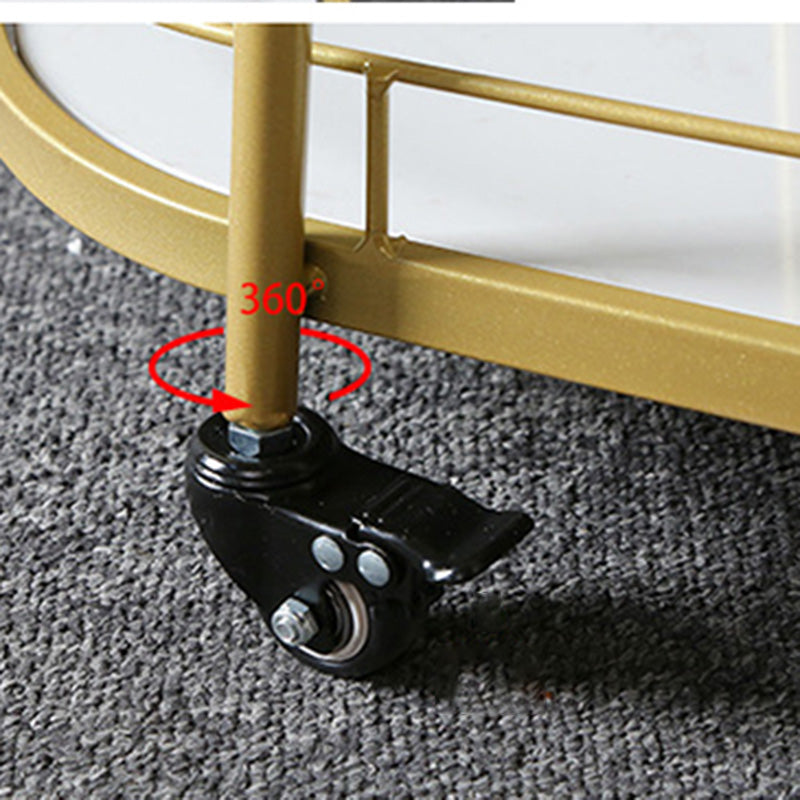 Contemporary Style Oval Prep Table Rolling Metal Prep Table for Kitchen Clearhalo 'furn' 'furn_kitchen_islands_carts' 'Furniture' 'Kitchen & Dining Furniture' 'Kitchen Islands & Carts' 'kitchen_islands_carts' 6165762