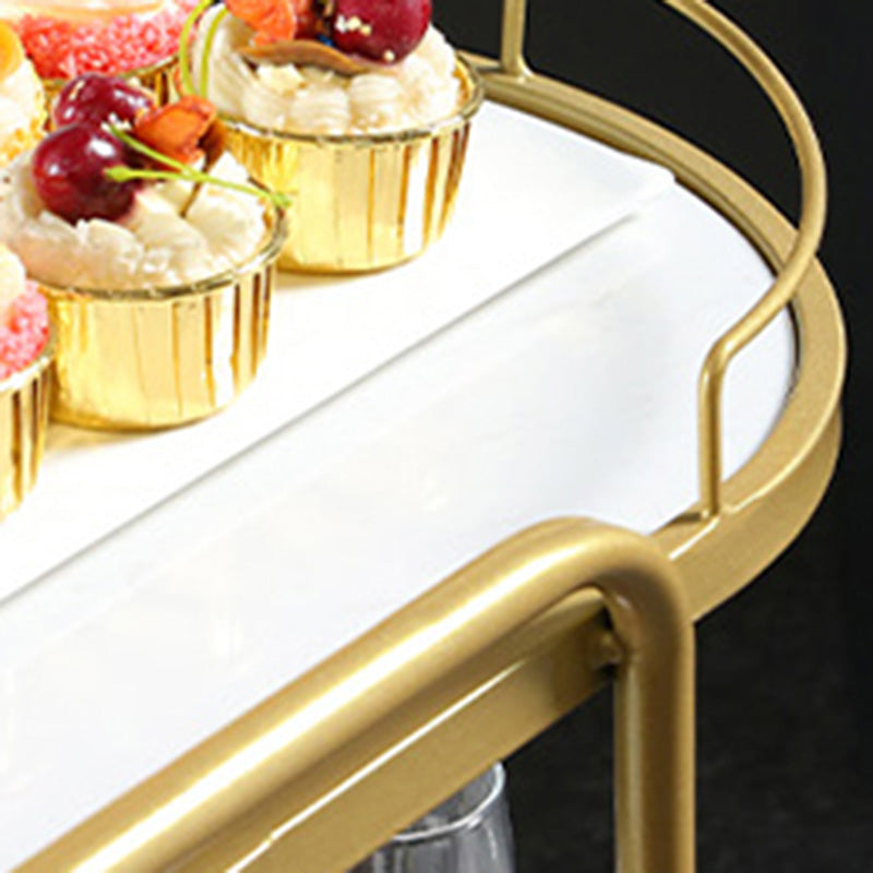 Contemporary Style Oval Prep Table Rolling Metal Prep Table for Kitchen Clearhalo 'furn' 'furn_kitchen_islands_carts' 'Furniture' 'Kitchen & Dining Furniture' 'Kitchen Islands & Carts' 'kitchen_islands_carts' 6165766