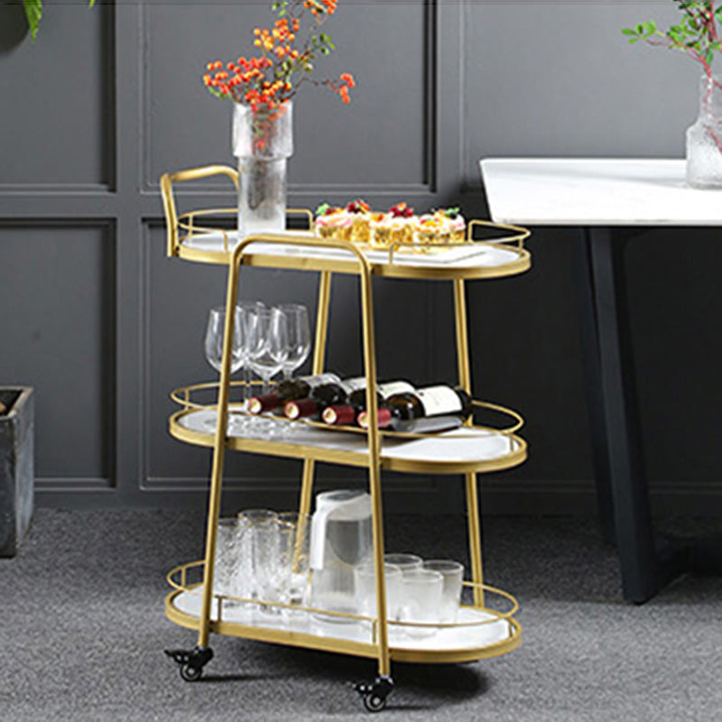 Contemporary Style Oval Prep Table Rolling Metal Prep Table for Kitchen Clearhalo 'furn' 'furn_kitchen_islands_carts' 'Furniture' 'Kitchen & Dining Furniture' 'Kitchen Islands & Carts' 'kitchen_islands_carts' 6165770