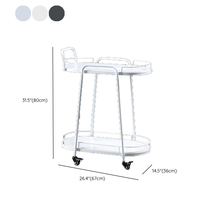 Contemporary Style Oval Prep Table Rolling Metal Prep Table for Kitchen Clearhalo 'furn' 'furn_kitchen_islands_carts' 'Furniture' 'Kitchen & Dining Furniture' 'Kitchen Islands & Carts' 'kitchen_islands_carts' 6165772