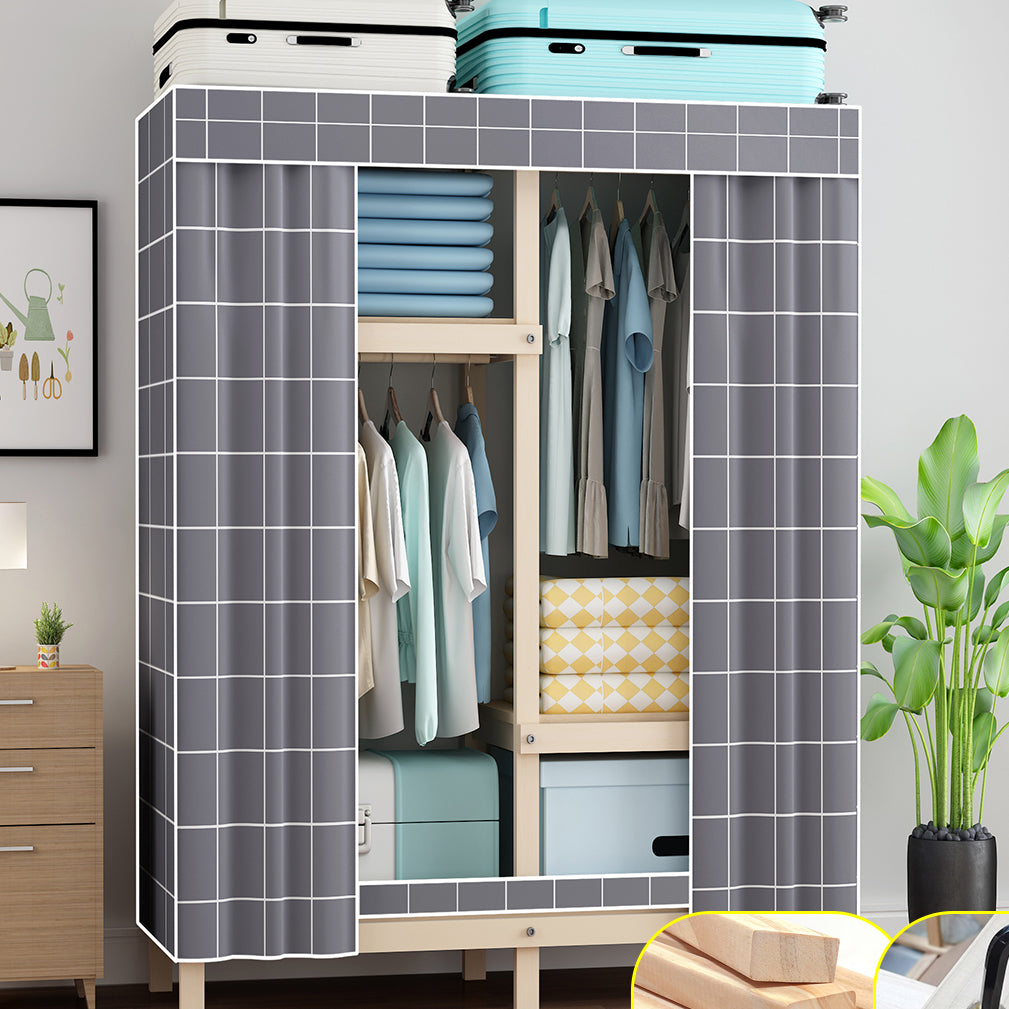 Contemporary Style Wardrobe Pine Solid Wood 1-Door Wardrobe Closet for Bedroom 31.5"L x 17.7"W x 66.1"H Grey Clearhalo 'Armoires & Wardrobes' 'armoires_wardrobes' 'Bedroom Furniture' 'furn' 'furn_armoires_wardrobes' 'Furniture' 6165859