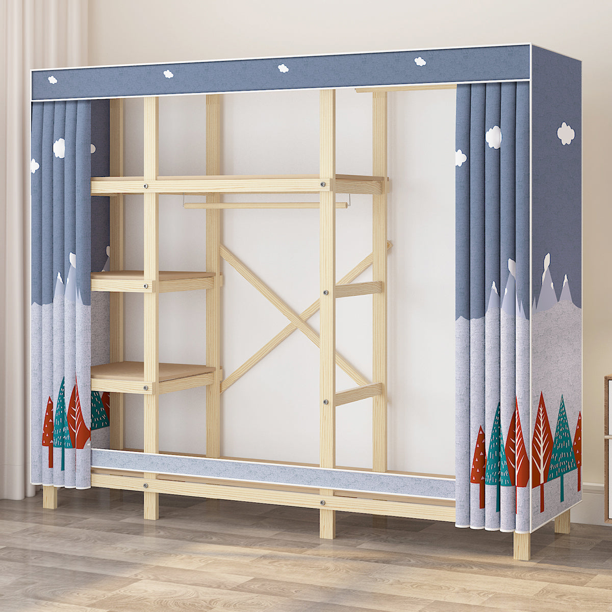 Contemporary Style Wardrobe Pine Solid Wood 1-Door Wardrobe Closet for Bedroom Clearhalo 'Armoires & Wardrobes' 'armoires_wardrobes' 'Bedroom Furniture' 'furn' 'furn_armoires_wardrobes' 'Furniture' 6165860