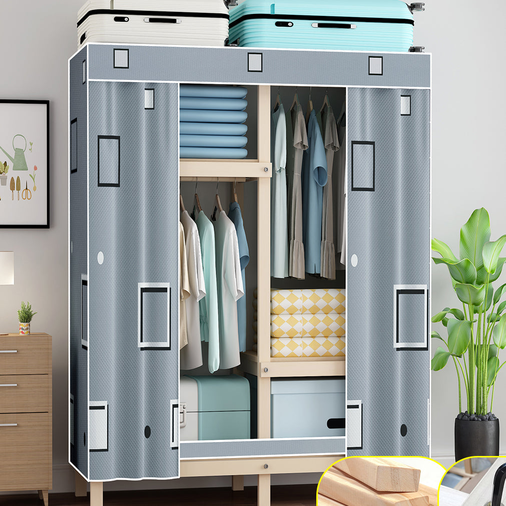 Contemporary Style Wardrobe Pine Solid Wood 1-Door Wardrobe Closet for Bedroom 31.5"L x 17.7"W x 66.1"H Light Gray Clearhalo 'Armoires & Wardrobes' 'armoires_wardrobes' 'Bedroom Furniture' 'furn' 'furn_armoires_wardrobes' 'Furniture' 6165861