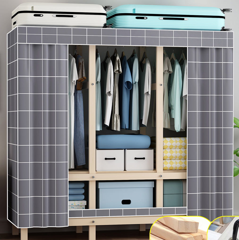 Contemporary Style Wardrobe Pine Solid Wood 1-Door Wardrobe Closet for Bedroom 51"L x 18"W x 66"H Grey Clearhalo 'Armoires & Wardrobes' 'armoires_wardrobes' 'Bedroom Furniture' 'furn' 'furn_armoires_wardrobes' 'Furniture' 6165862