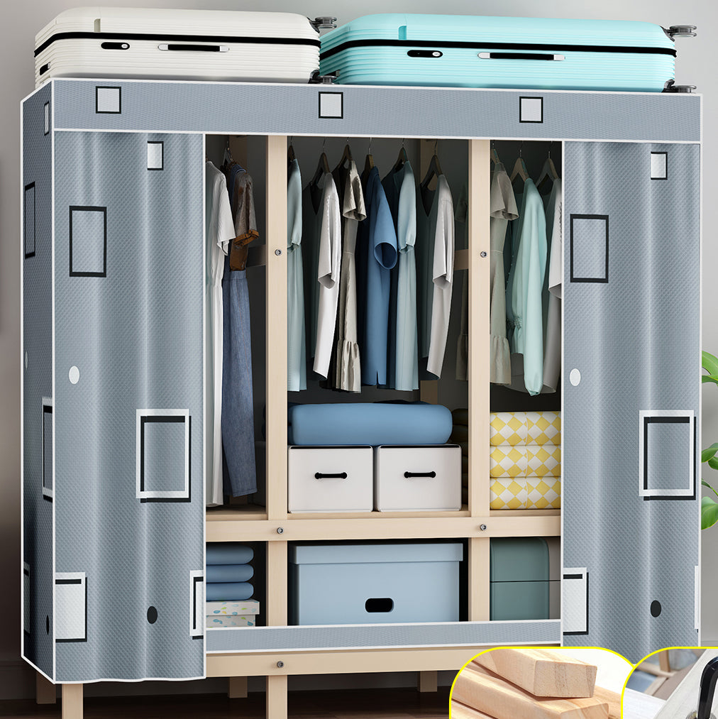Contemporary Style Wardrobe Pine Solid Wood 1-Door Wardrobe Closet for Bedroom 51"L x 18"W x 66"H Light Gray Clearhalo 'Armoires & Wardrobes' 'armoires_wardrobes' 'Bedroom Furniture' 'furn' 'furn_armoires_wardrobes' 'Furniture' 6165864