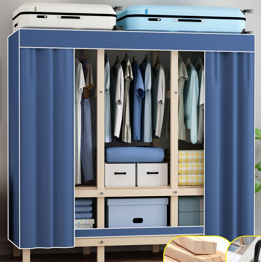 Contemporary Style Wardrobe Pine Solid Wood 1-Door Wardrobe Closet for Bedroom 51"L x 18"W x 66"H Light Blue Clearhalo 'Armoires & Wardrobes' 'armoires_wardrobes' 'Bedroom Furniture' 'furn' 'furn_armoires_wardrobes' 'Furniture' 6165866