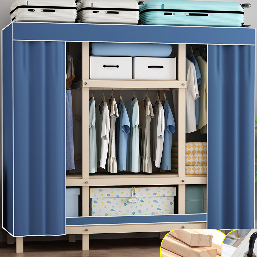 Contemporary Style Wardrobe Pine Solid Wood 1-Door Wardrobe Closet for Bedroom 59"L x 18"W x 66"H Light Blue Clearhalo 'Armoires & Wardrobes' 'armoires_wardrobes' 'Bedroom Furniture' 'furn' 'furn_armoires_wardrobes' 'Furniture' 6165873