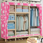 Contemporary Style Wardrobe Pine Solid Wood 1-Door Wardrobe Closet for Bedroom 67"L x 18"W x 66"H Pink Clearhalo 'Armoires & Wardrobes' 'armoires_wardrobes' 'Bedroom Furniture' 'furn' 'furn_armoires_wardrobes' 'Furniture' 6165877