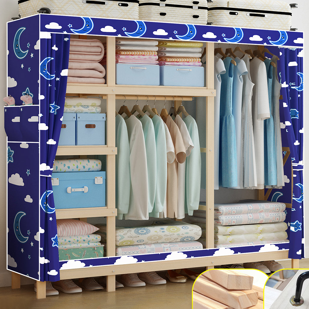 Contemporary Style Wardrobe Pine Solid Wood 1-Door Wardrobe Closet for Bedroom 67"L x 18"W x 66"H Purple Clearhalo 'Armoires & Wardrobes' 'armoires_wardrobes' 'Bedroom Furniture' 'furn' 'furn_armoires_wardrobes' 'Furniture' 6165880