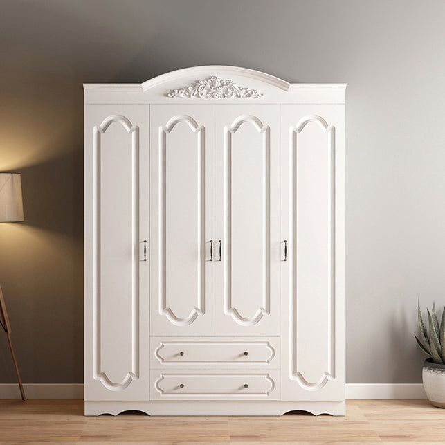 Engineered Wood Cabinet with 2 Drawers French Country White Wardrobe for Home Clearhalo 'Armoires & Wardrobes' 'armoires_wardrobes' 'Bedroom Furniture' 'furn' 'furn_armoires_wardrobes' 'Furniture' 6165902