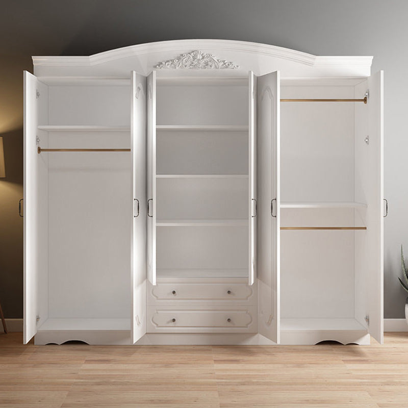 Engineered Wood Cabinet with 2 Drawers French Country White Wardrobe for Home Clearhalo 'Armoires & Wardrobes' 'armoires_wardrobes' 'Bedroom Furniture' 'furn' 'furn_armoires_wardrobes' 'Furniture' 6165905