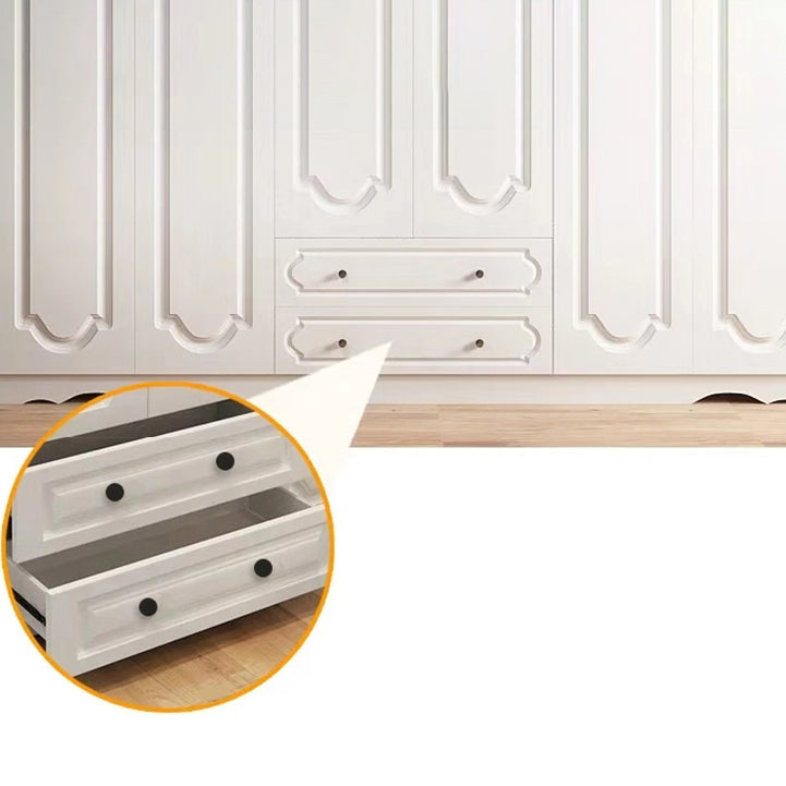 Engineered Wood Cabinet with 2 Drawers French Country White Wardrobe for Home Clearhalo 'Armoires & Wardrobes' 'armoires_wardrobes' 'Bedroom Furniture' 'furn' 'furn_armoires_wardrobes' 'Furniture' 6165909