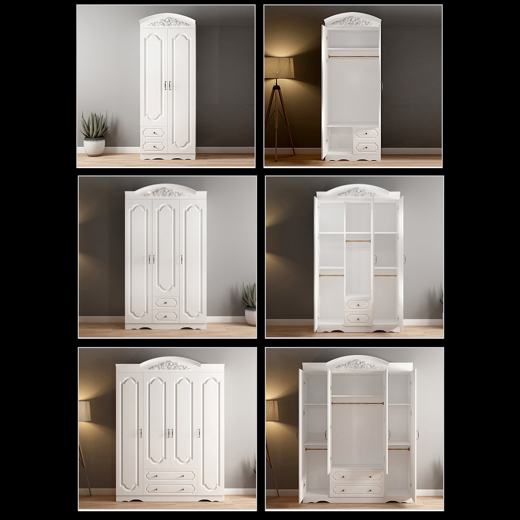 Engineered Wood Cabinet with 2 Drawers French Country White Wardrobe for Home Clearhalo 'Armoires & Wardrobes' 'armoires_wardrobes' 'Bedroom Furniture' 'furn' 'furn_armoires_wardrobes' 'Furniture' 6165911
