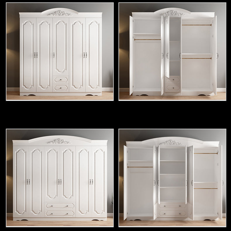 Engineered Wood Cabinet with 2 Drawers French Country White Wardrobe for Home Clearhalo 'Armoires & Wardrobes' 'armoires_wardrobes' 'Bedroom Furniture' 'furn' 'furn_armoires_wardrobes' 'Furniture' 6165912