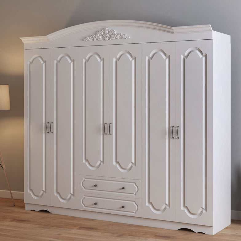 Engineered Wood Cabinet with 2 Drawers French Country White Wardrobe for Home Clearhalo 'Armoires & Wardrobes' 'armoires_wardrobes' 'Bedroom Furniture' 'furn' 'furn_armoires_wardrobes' 'Furniture' 6165914