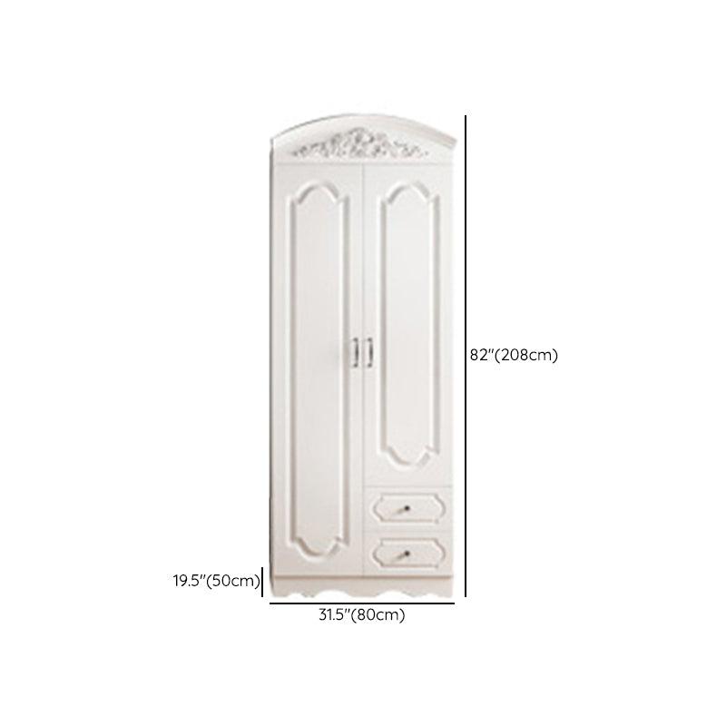Engineered Wood Cabinet with 2 Drawers French Country White Wardrobe for Home Clearhalo 'Armoires & Wardrobes' 'armoires_wardrobes' 'Bedroom Furniture' 'furn' 'furn_armoires_wardrobes' 'Furniture' 6165915