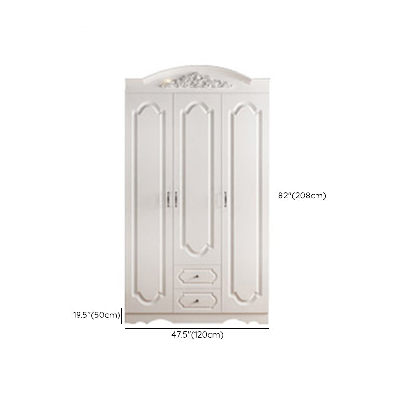 Engineered Wood Cabinet with 2 Drawers French Country White Wardrobe for Home Clearhalo 'Armoires & Wardrobes' 'armoires_wardrobes' 'Bedroom Furniture' 'furn' 'furn_armoires_wardrobes' 'Furniture' 6165916