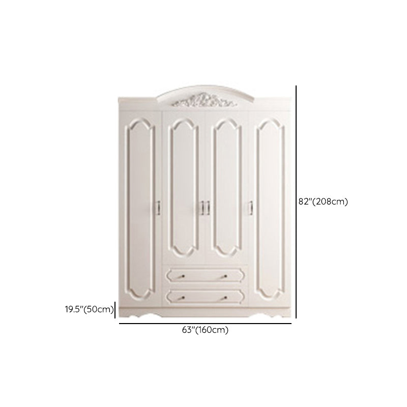 Engineered Wood Cabinet with 2 Drawers French Country White Wardrobe for Home Clearhalo 'Armoires & Wardrobes' 'armoires_wardrobes' 'Bedroom Furniture' 'furn' 'furn_armoires_wardrobes' 'Furniture' 6165917