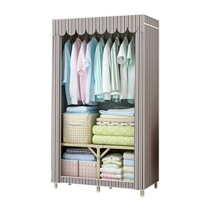 Contemporary Style Steel Wardrobe Cloth Rod Included Wardrobe Closet with Legs 29.5"L x 18"W x 63"H Brown Clearhalo 'Armoires & Wardrobes' 'armoires_wardrobes' 'Bedroom Furniture' 'furn' 'furn_armoires_wardrobes' 'Furniture' 6165921