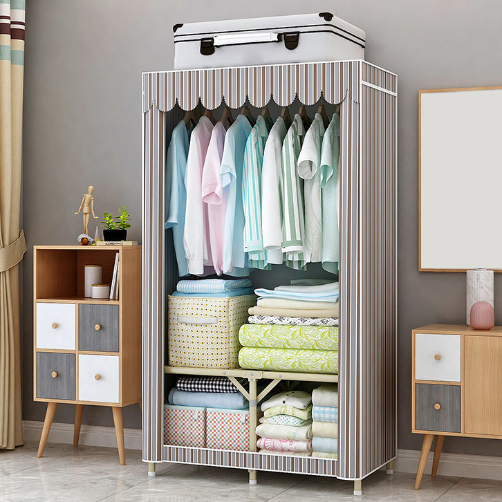 Contemporary Style Steel Wardrobe Cloth Rod Included Wardrobe Closet with Legs Clearhalo 'Armoires & Wardrobes' 'armoires_wardrobes' 'Bedroom Furniture' 'furn' 'furn_armoires_wardrobes' 'Furniture' 6165922